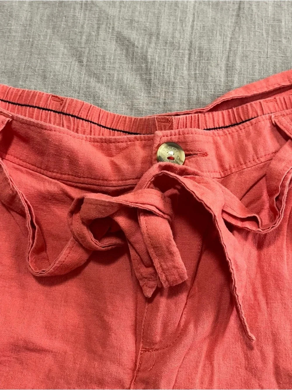 Tommy Hilfiger Nantucket Red Tie-Waist Linen Women's Shorts Size XS Preppy Beach